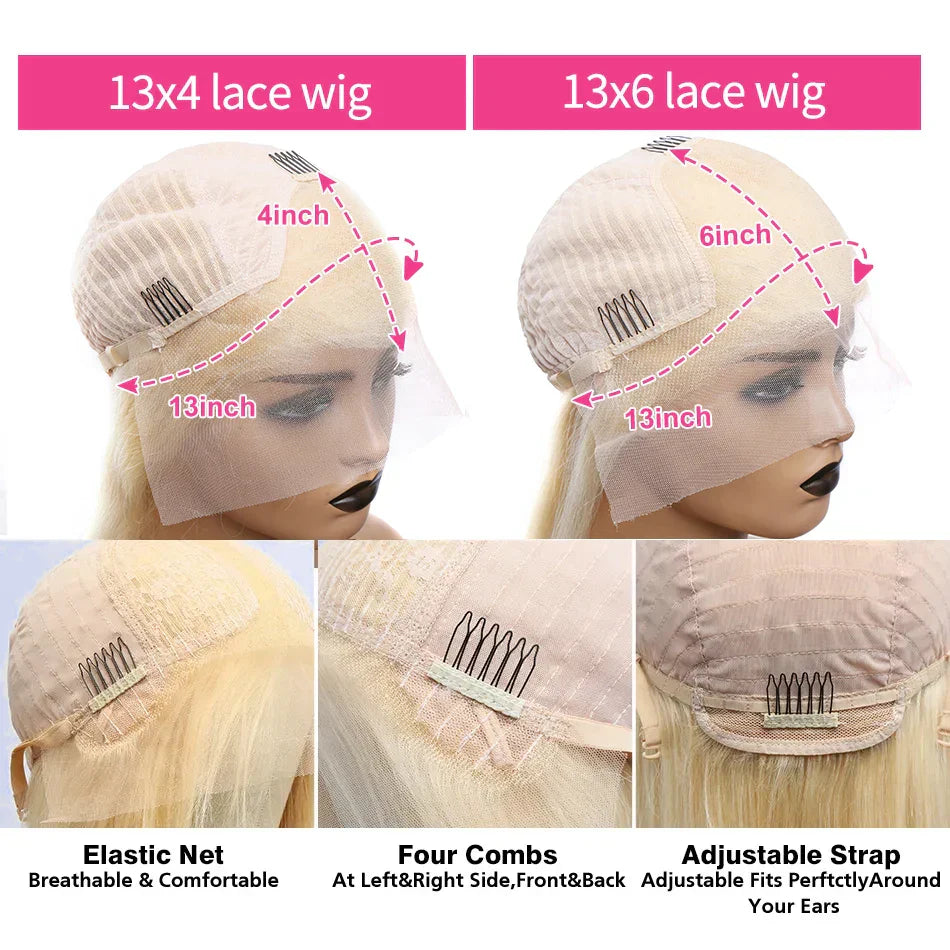 250 Density 613 Blonde Straight 13x6 Lace Frontal