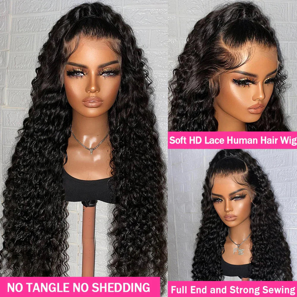 40Inch Deep Wave Frontal Wig Transparent 13x4 13x6