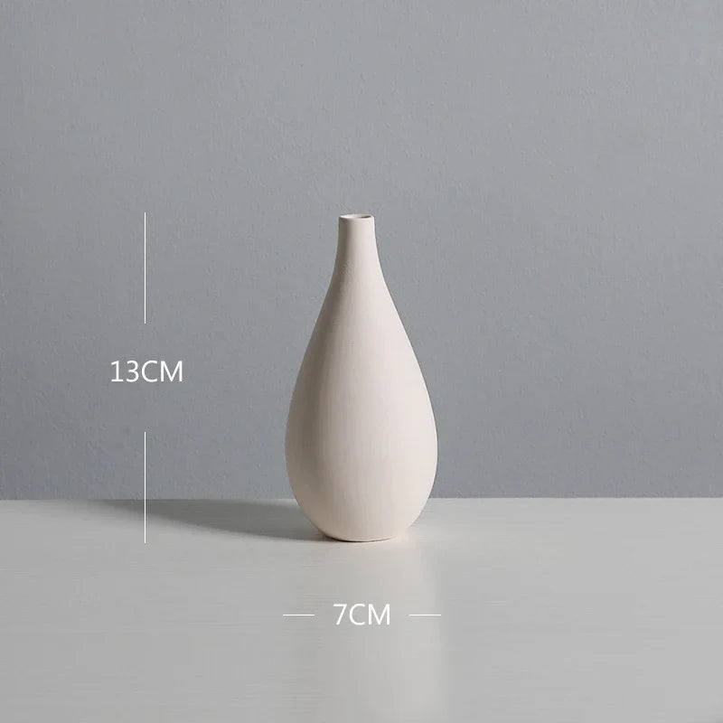 Nordic White Tabletop Vases Ceramic Flower Vase Living