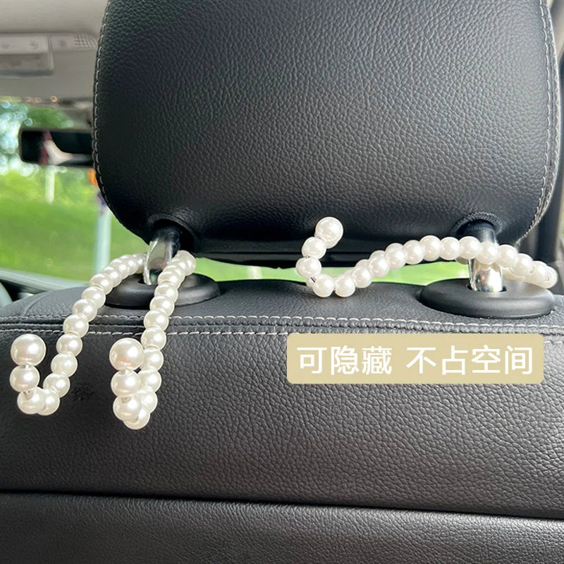 Car Rear Seat Hook White Pearl Hanger Car