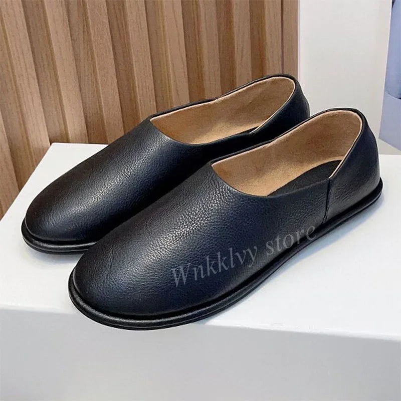 2023 New Genuine Leather Ballerina Flat Loafers Women