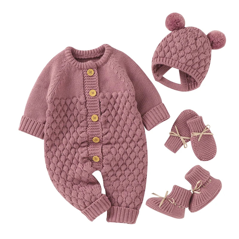 Baby Rompers Clothes Autumn Winter Knitted Newborn Boys