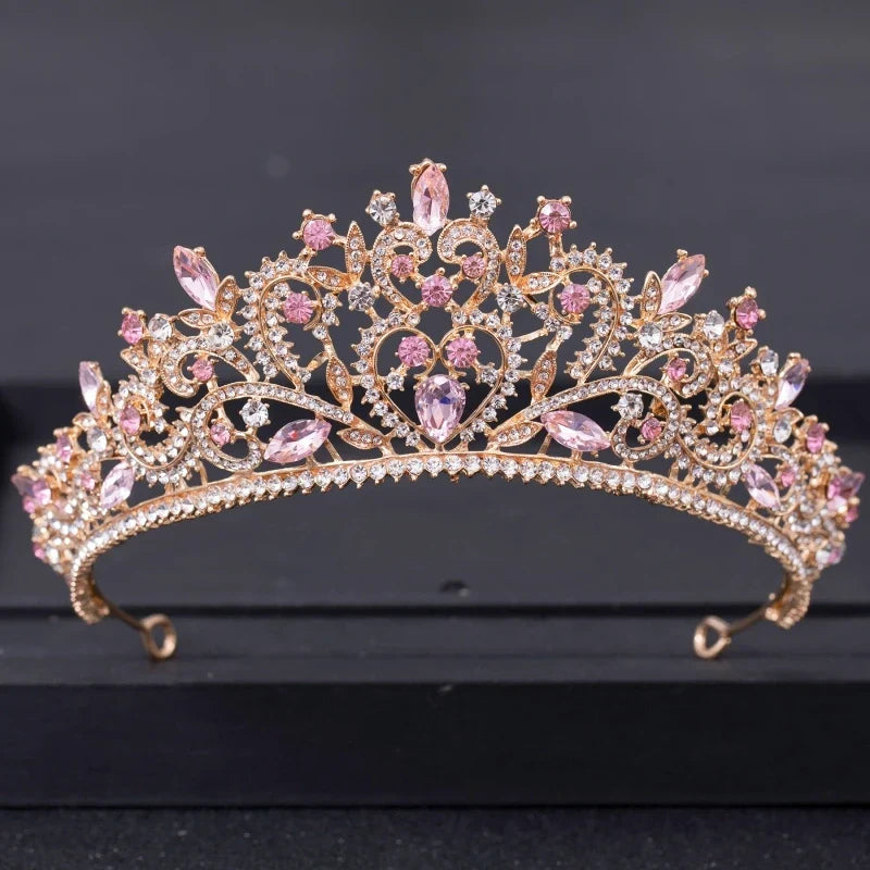 Pink Crystal Tiaras And Crowns For Women Bride