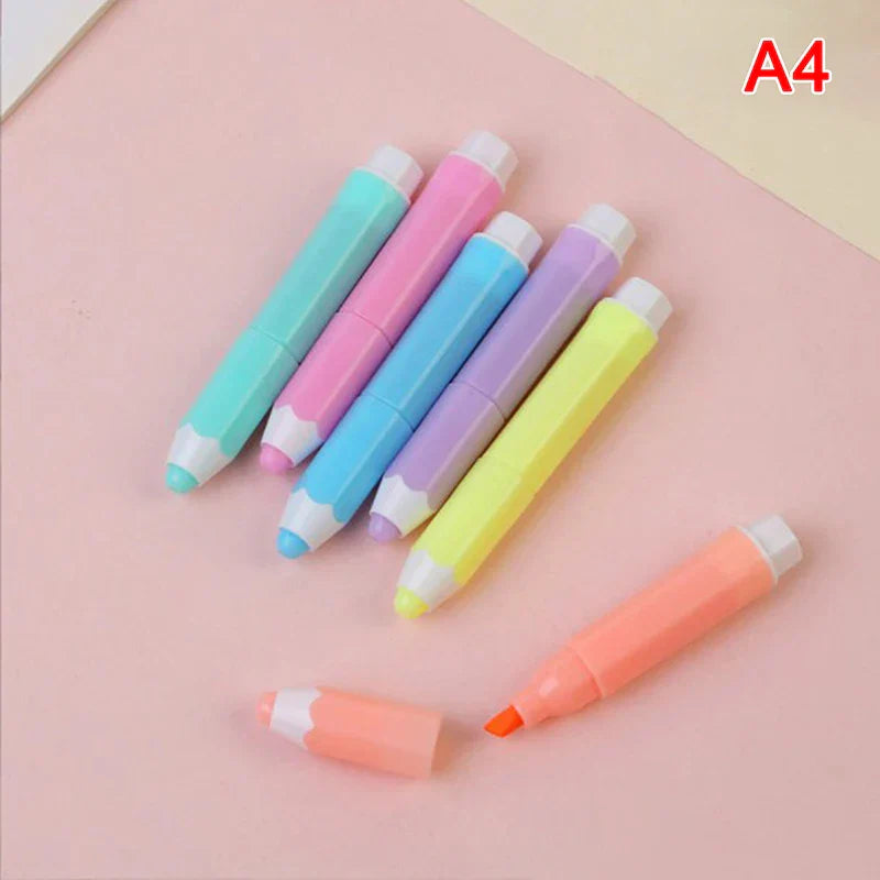 6Pcs/Lot Cute Cartoon Cat Highlighters School Office Stationery