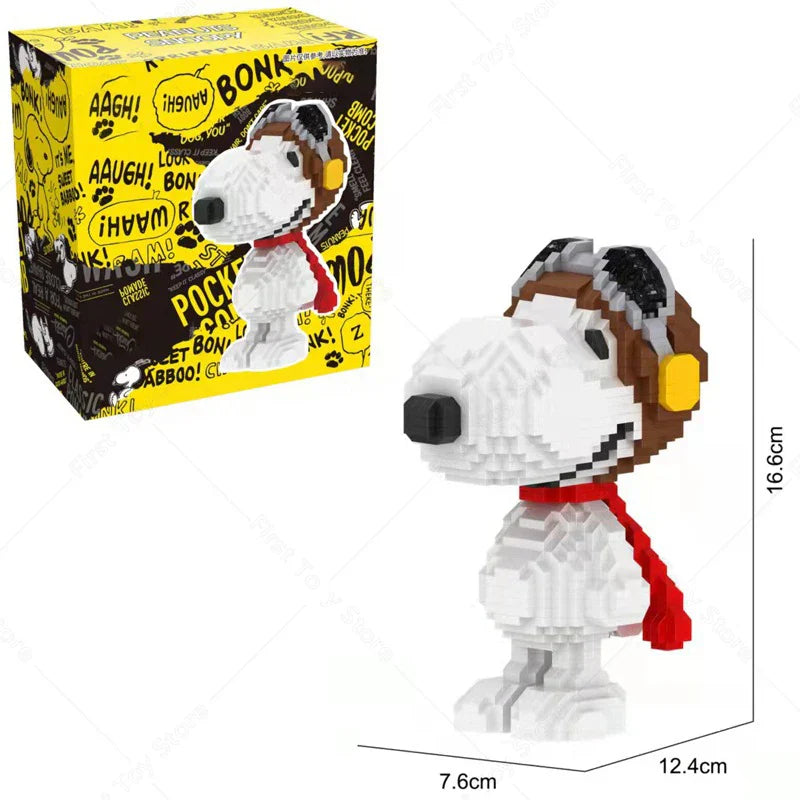 NEW HSANHE Snoopy Anime Action Figures Kawaii Building