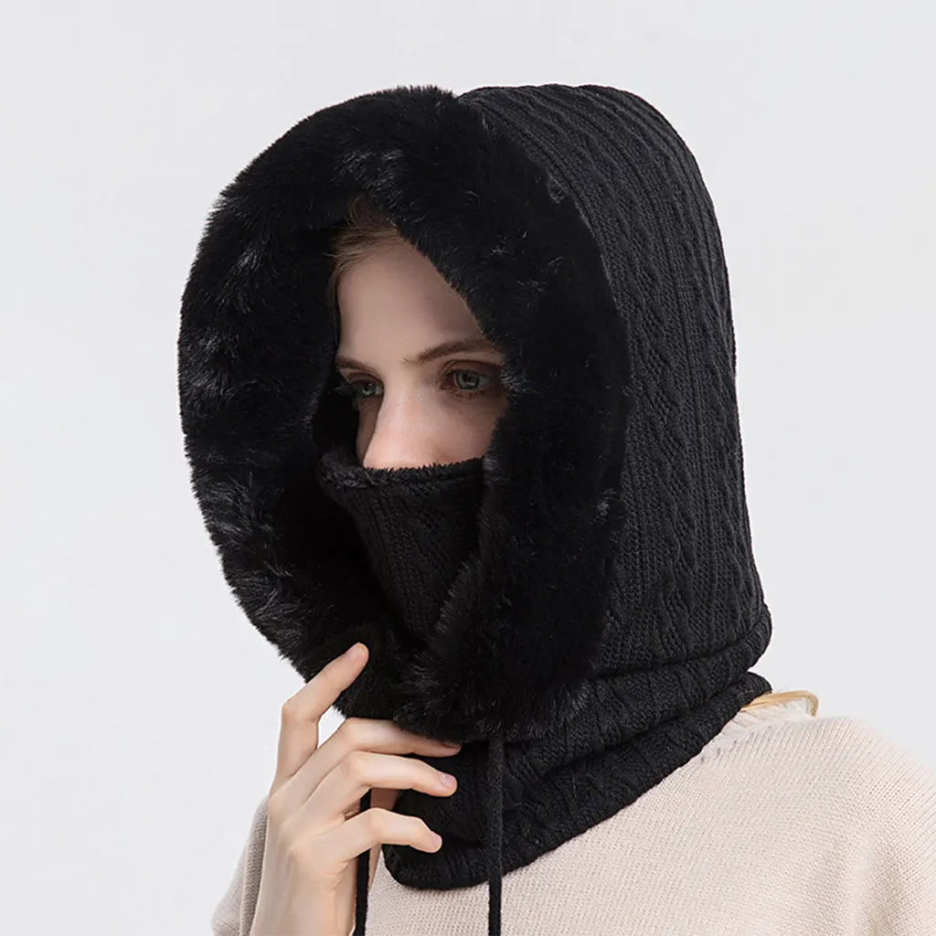 Winter Women 3in1 Knitted Ski Hat With Scarf