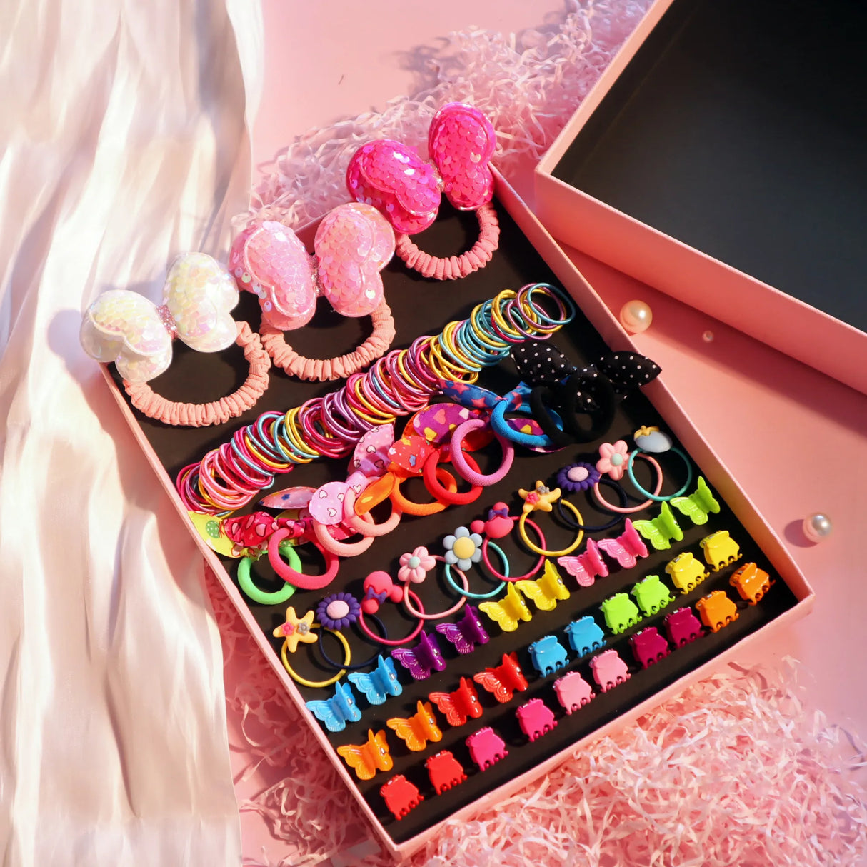 1Set Box Sequins Cute Butterfly Hair Bands For