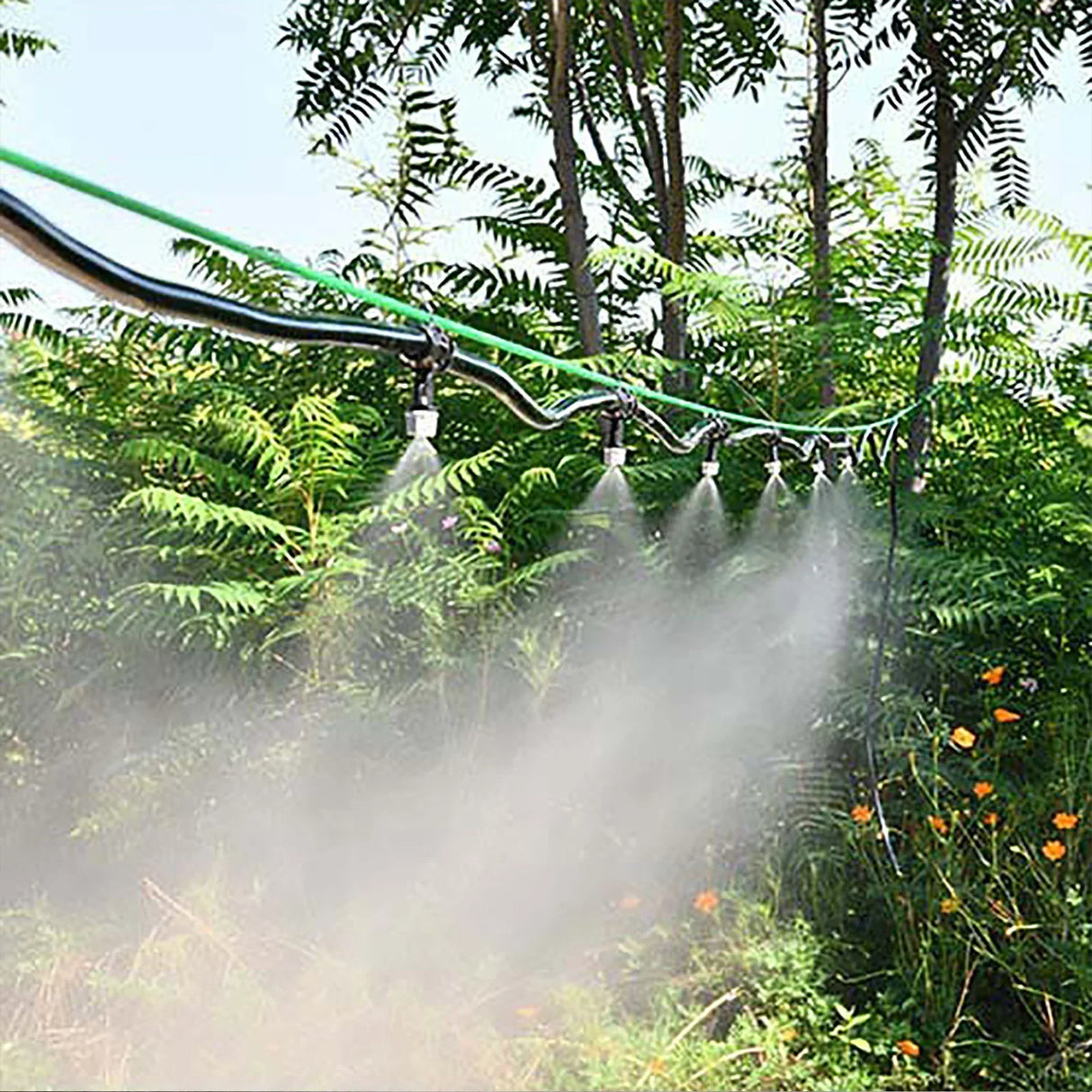 Fog Nozzles Irrigation Kit 5M/10M Garden Hose Automatic