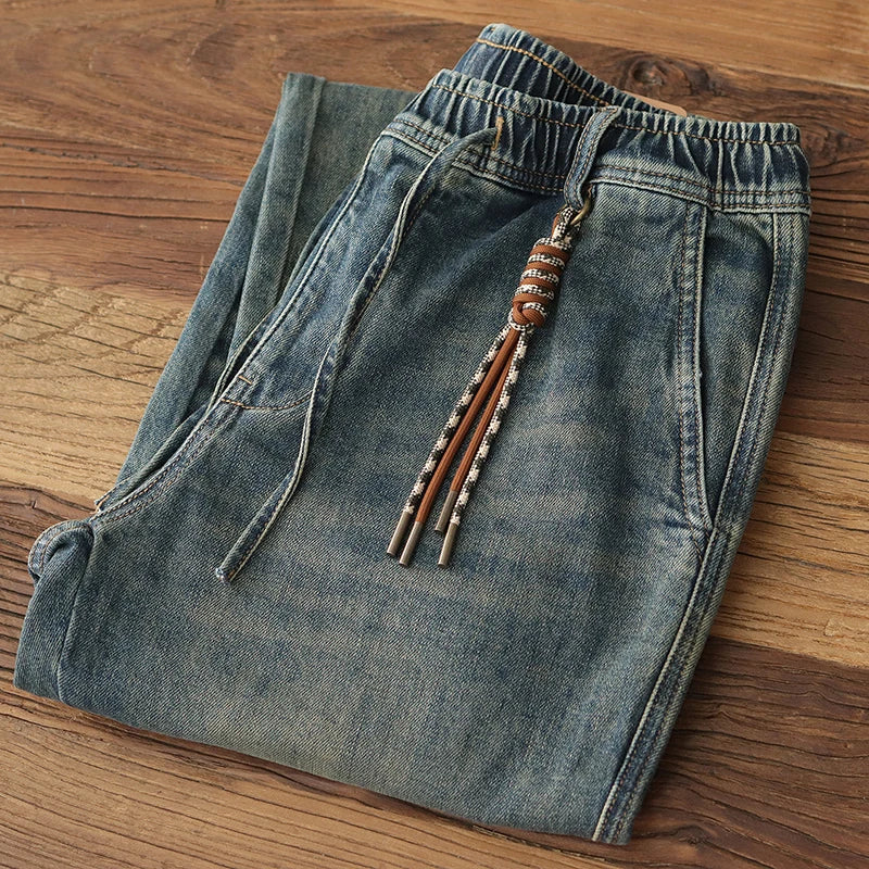3271# Autumn New Japanese Retro Beaded Denim Jeans