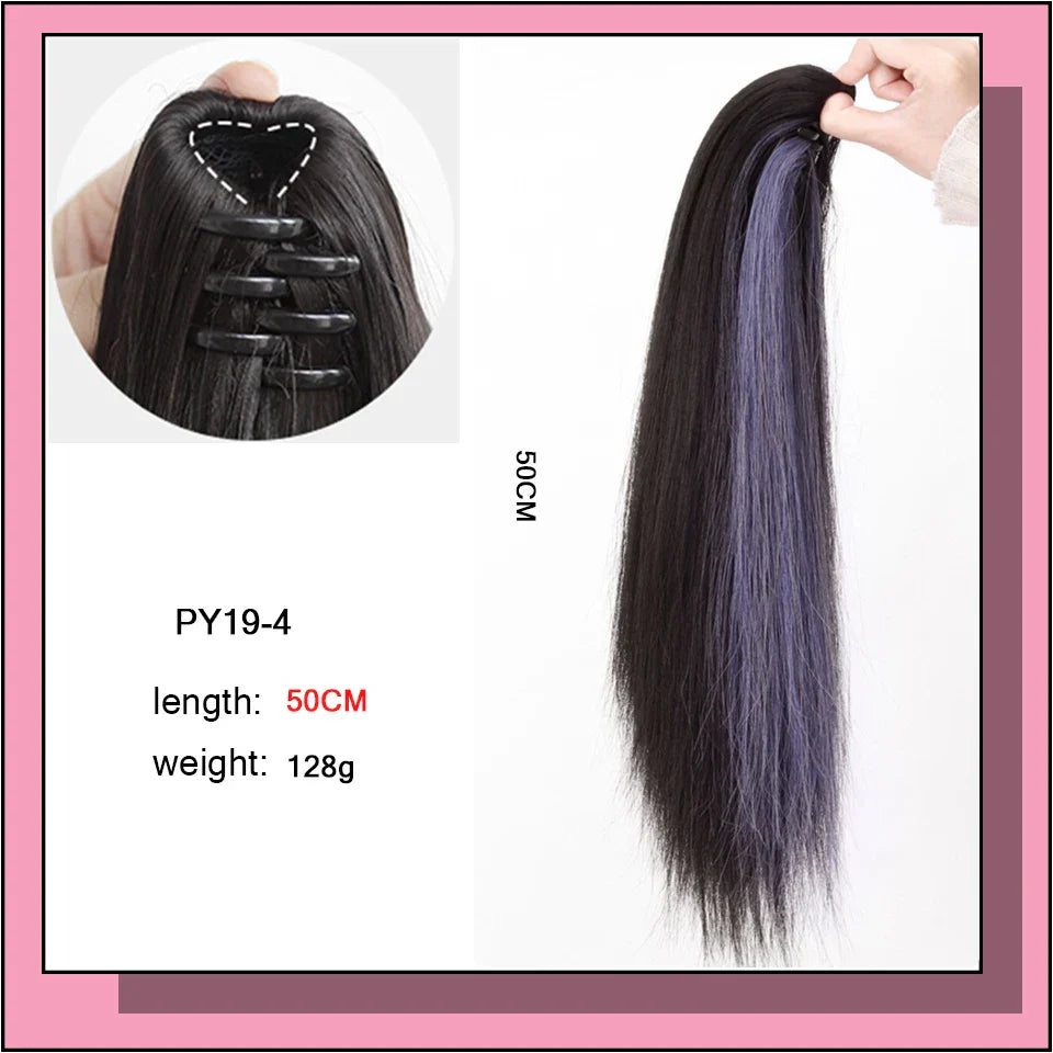 AS Long Wavy Straight Claw Clip On Ponytail