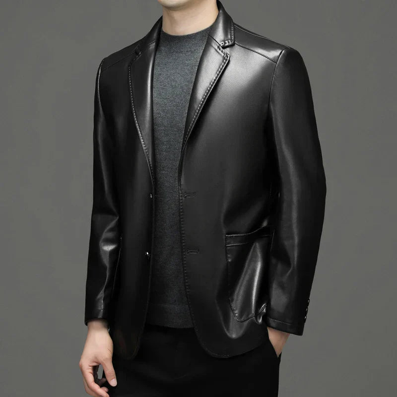 Luxury Leather Jacket Men's Suit Leather Coat Autumn