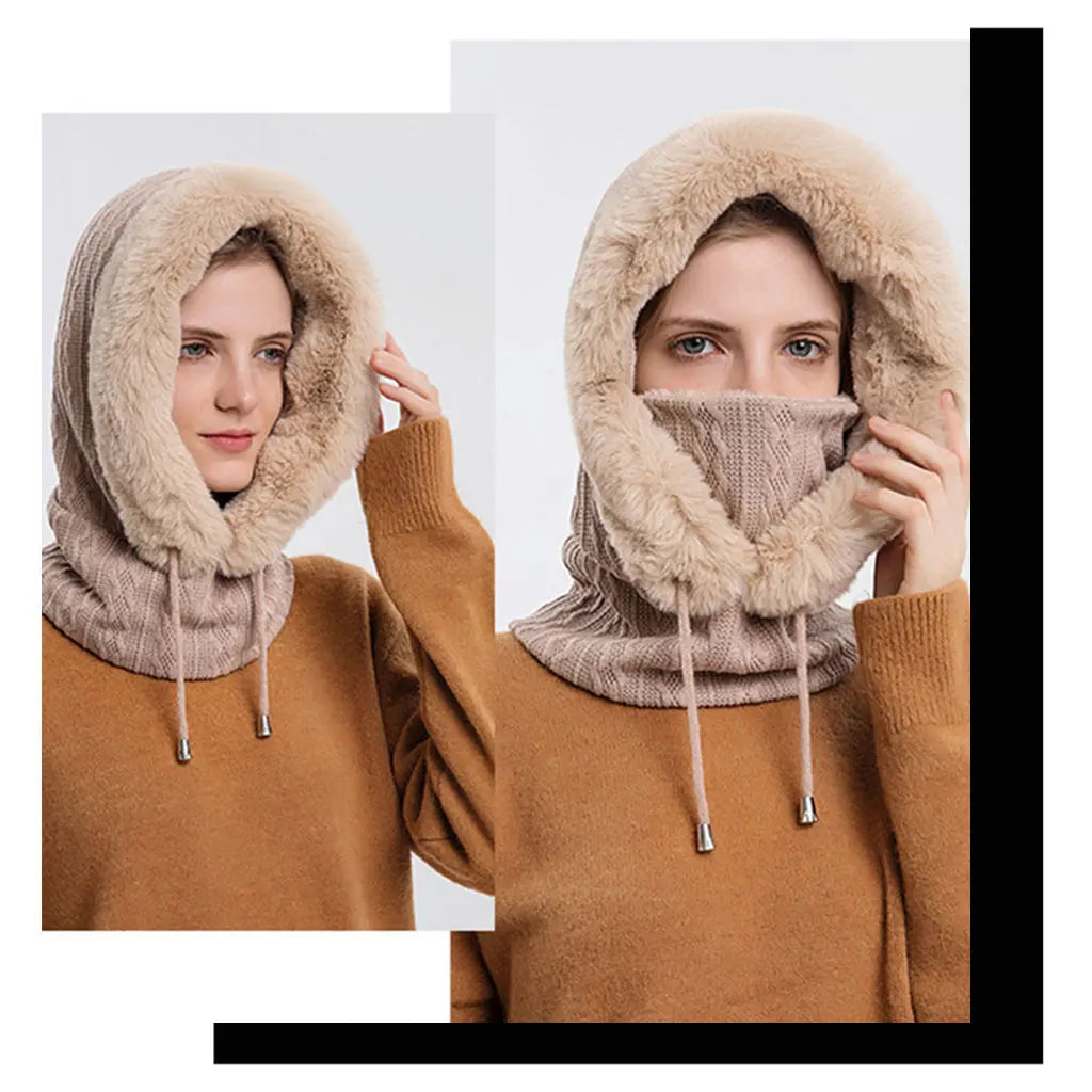 Winter Women 3in1 Knitted Ski Hat With Scarf