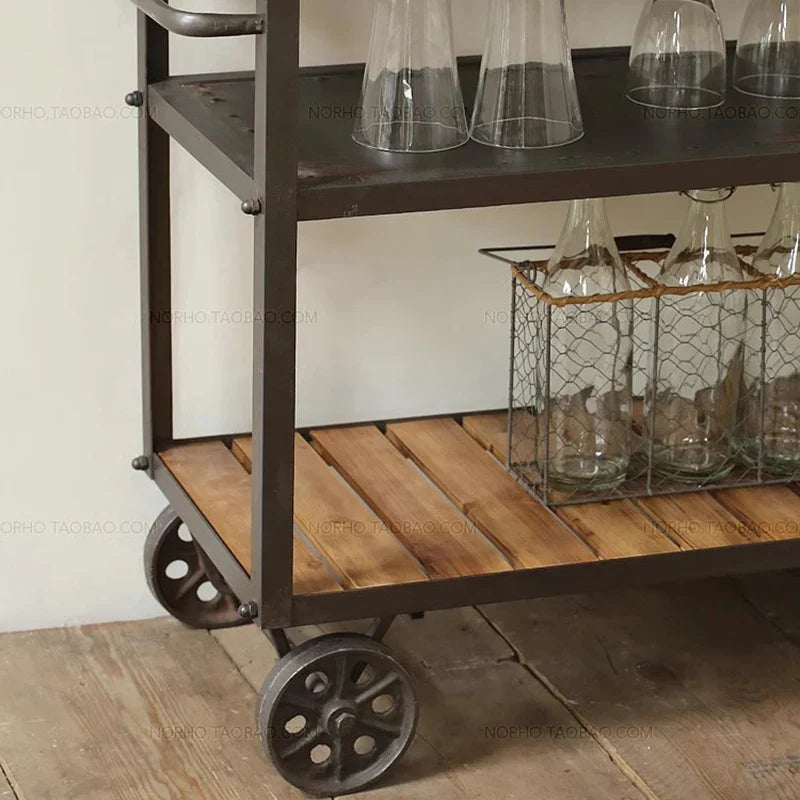 Kitchen Island Table Trolley Rolling Utility Outdoor Serving