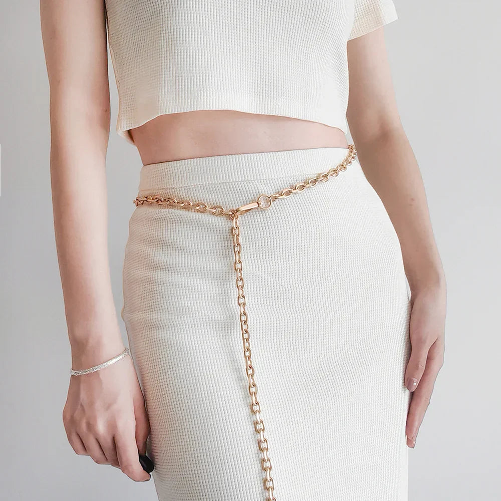 Sun Pendant Waist Chain old gold thin Waist