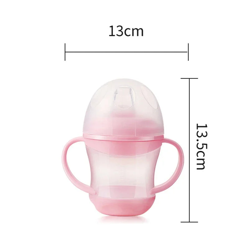 Children's bottles, water cups with handles, milk and