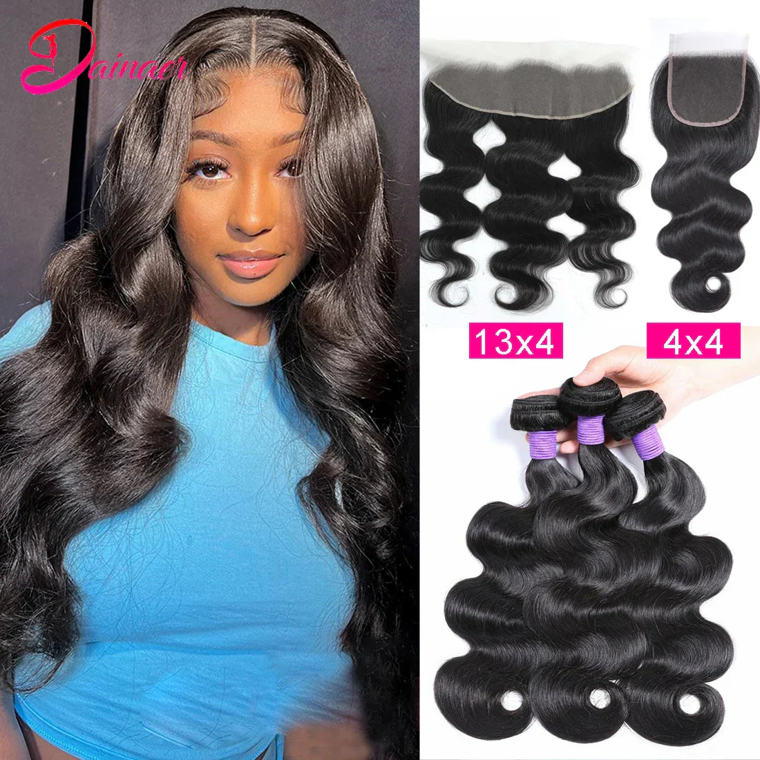 Body Wave Bundles With Frontal 13x4 Lace Frontal