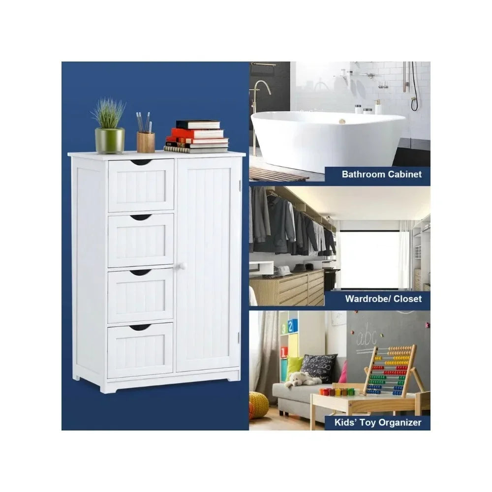 Open Cabinets Wooden 4 Drawer Bathroom Cabinet Storage