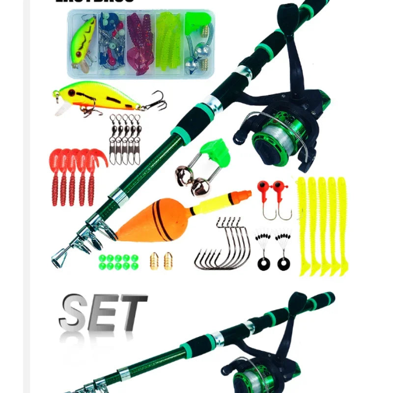 Spinning Fishing Rod and Reel Combo1.8M Telescopic Rod