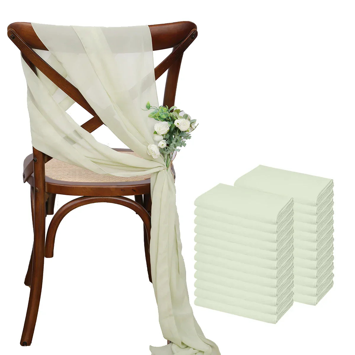 24 Pcs 17x275cm Chiffon Chair Sashes 12 Set