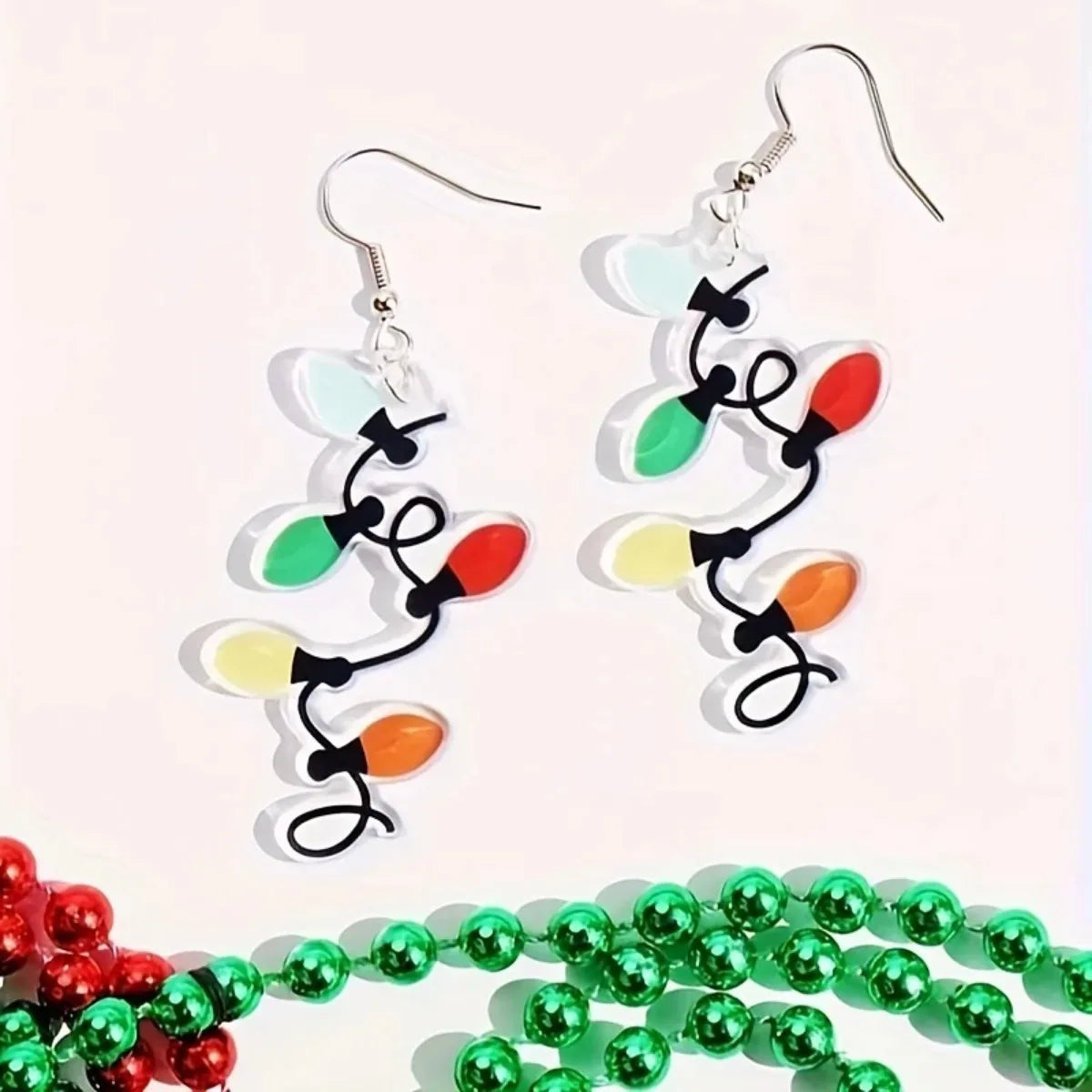 Colorful Christmas Lights Design Dangle Earrings Simple Elegant