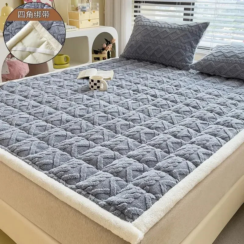 Winter Soft Fleece Mattress Toppers Home Dormitory Single