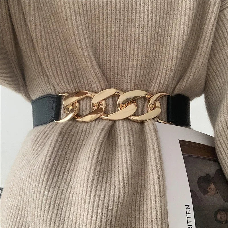 Gold Chain Belt Elastic Silver Metal Waist Belts