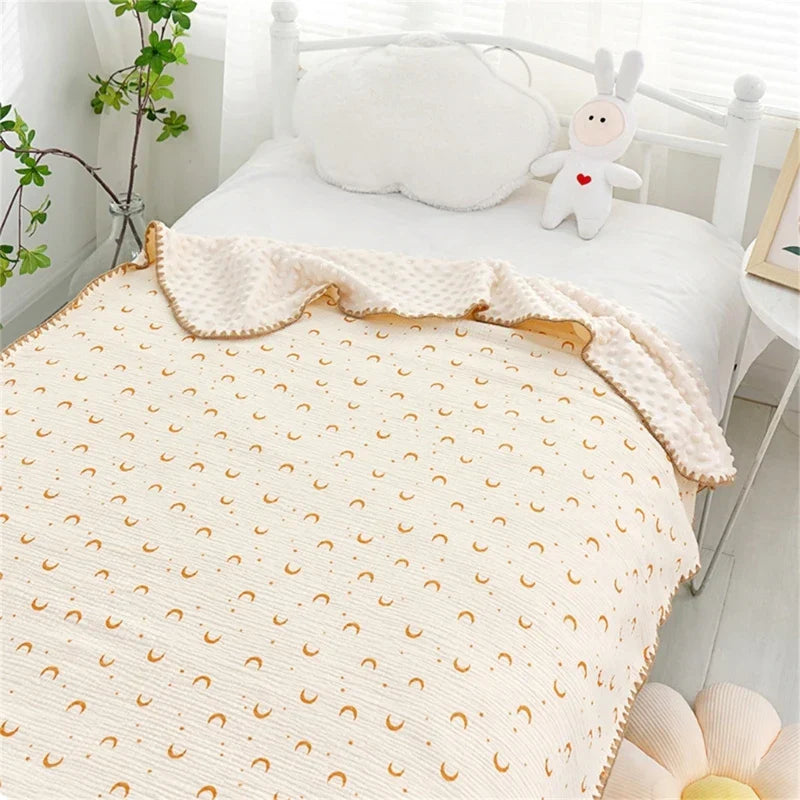 3D Minky Dot Baby Blanket Newborn Cotton Gauze