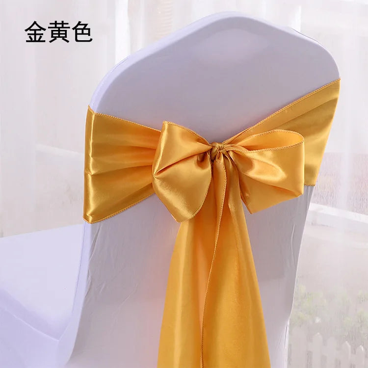 10/100pcs Satin Chair Bow Sashes Wedding Chair Knots
