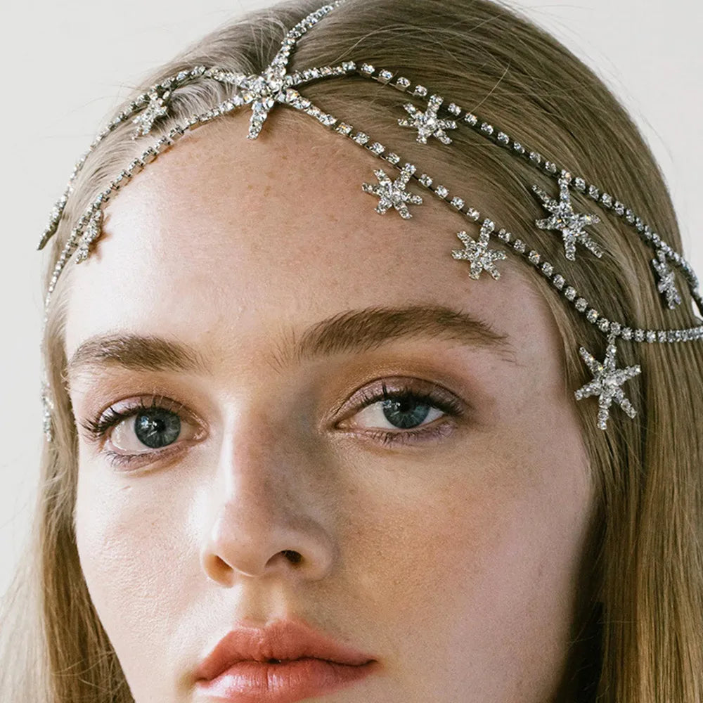 Novelly Crystal Stars Multi-layer Head Chain Wedding Hair