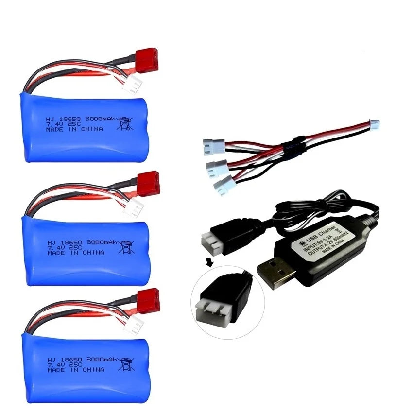 7.4V 3000mAh 18650 Lipo Battery for Wltoys 10428