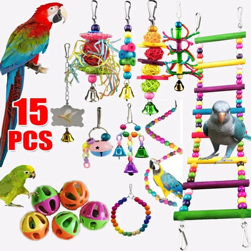 Toys Standing Bell Swing Toy Parrot Bird Combination