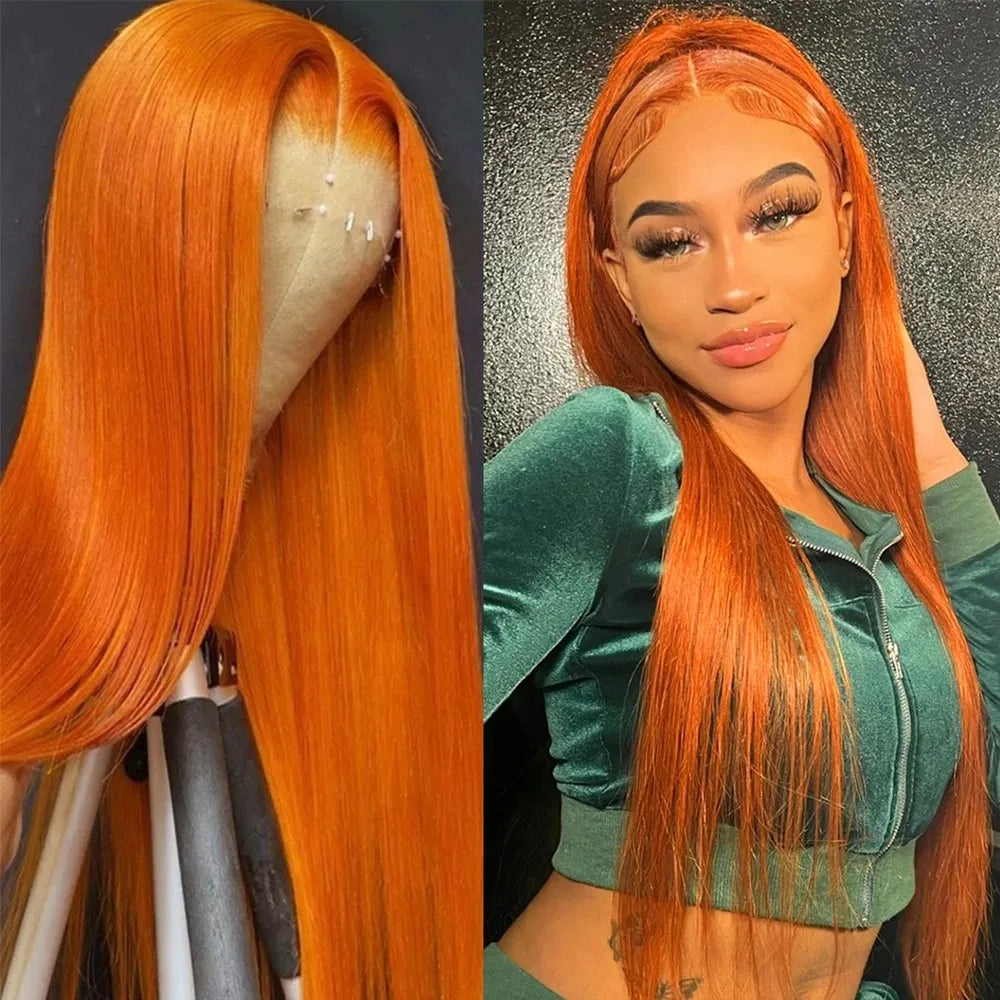 Sleek Ginger Orange 13x5 Brazilan Straight Lace Frontal