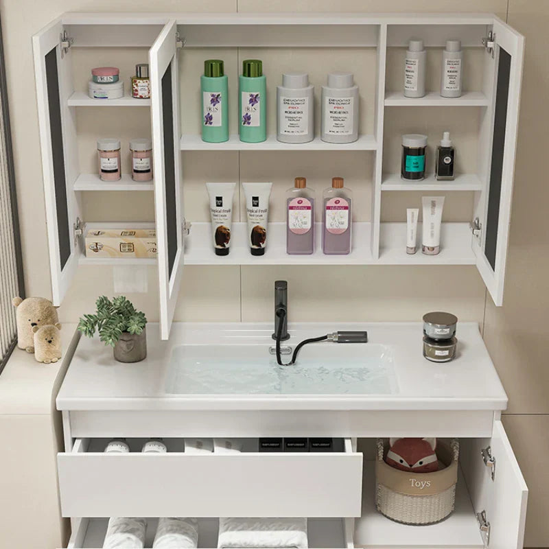 Ceramic Integrated Basin Bathroom Cabinet Modern Minimalist Sink