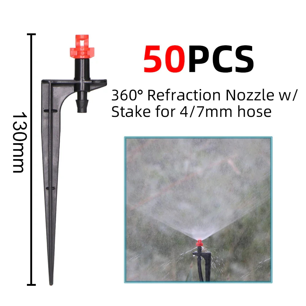 5-50m Garden Watering System 90/180/360 Degree Refraction Nozzle