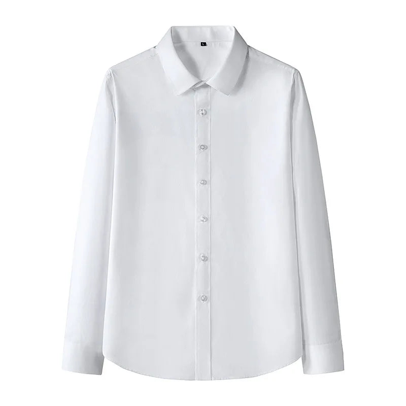 New Solid Color Men's Long-sleeved Shirt Business Casual