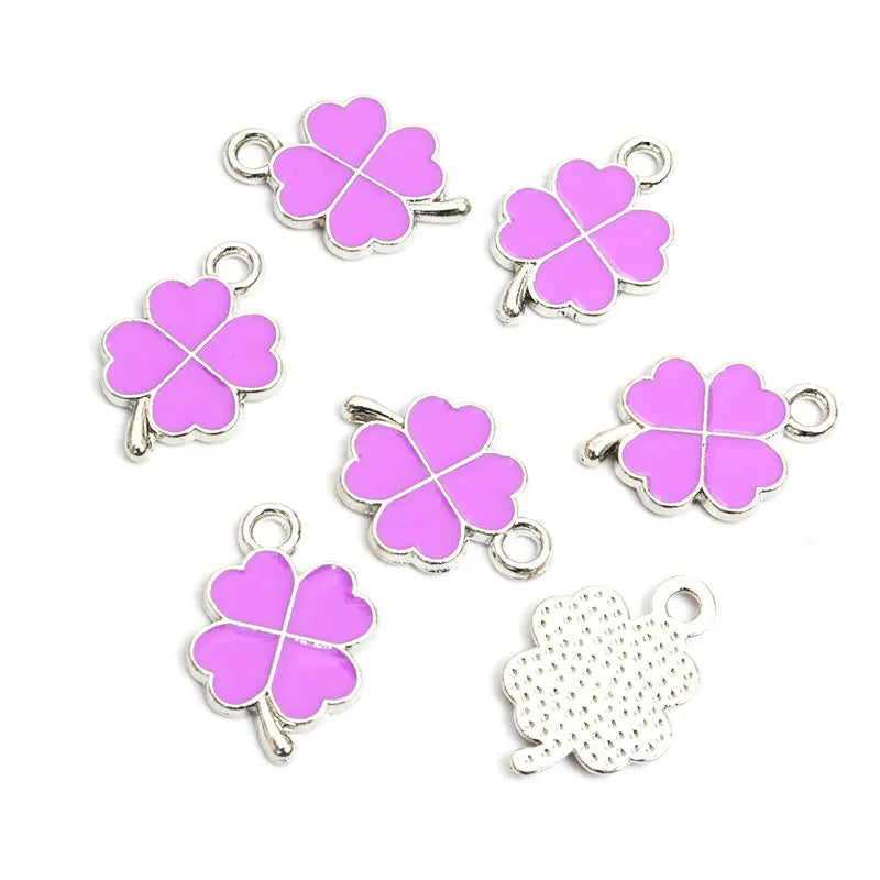 Dopamine Fourleaf Clover Enamel Charms 20pcs DIY Necklace