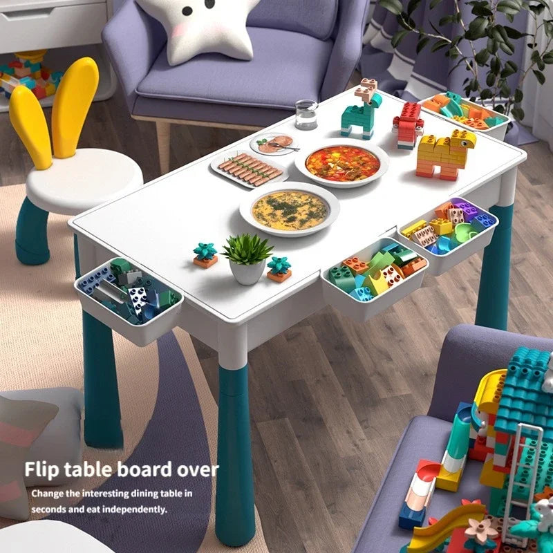 ToylinX Children's Building Blocks Table Desk Chairs Set
