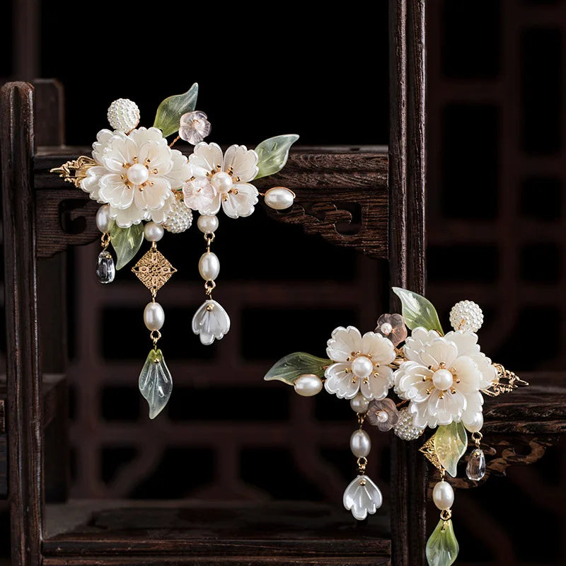 Chinese Hair Clips Girls Hanfu Hair Accessories Green