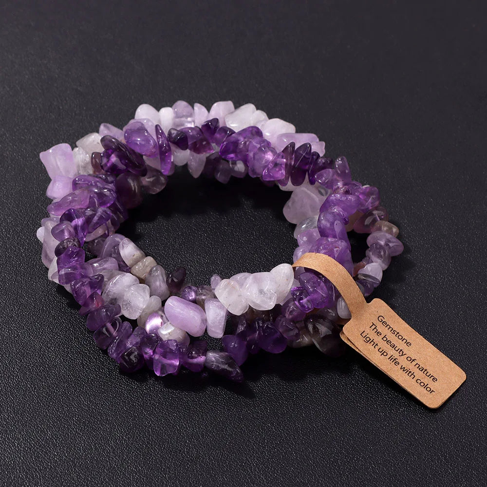 Irregular Chips Natural Stone Bracelet Aquamarine Beads Crystal