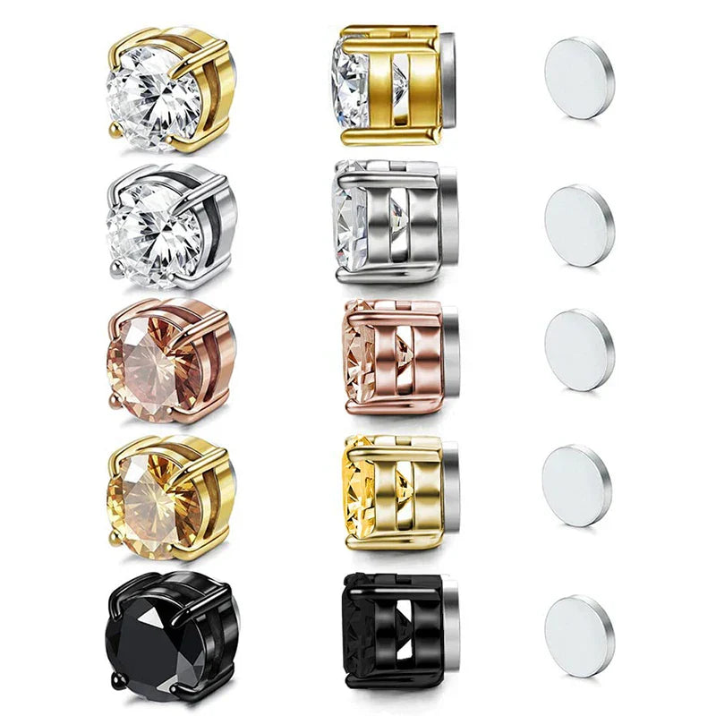 Stainless Steel Magnetic Stud Earrings Men Women Black