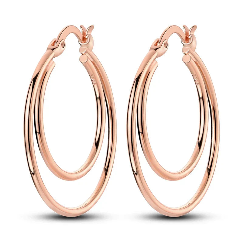 Rose Gold Hoop Earrings For Women 925 Silver