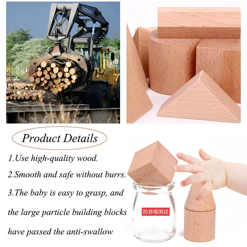 Mini DIY Wooden Toys Solid Geometric Shape Building