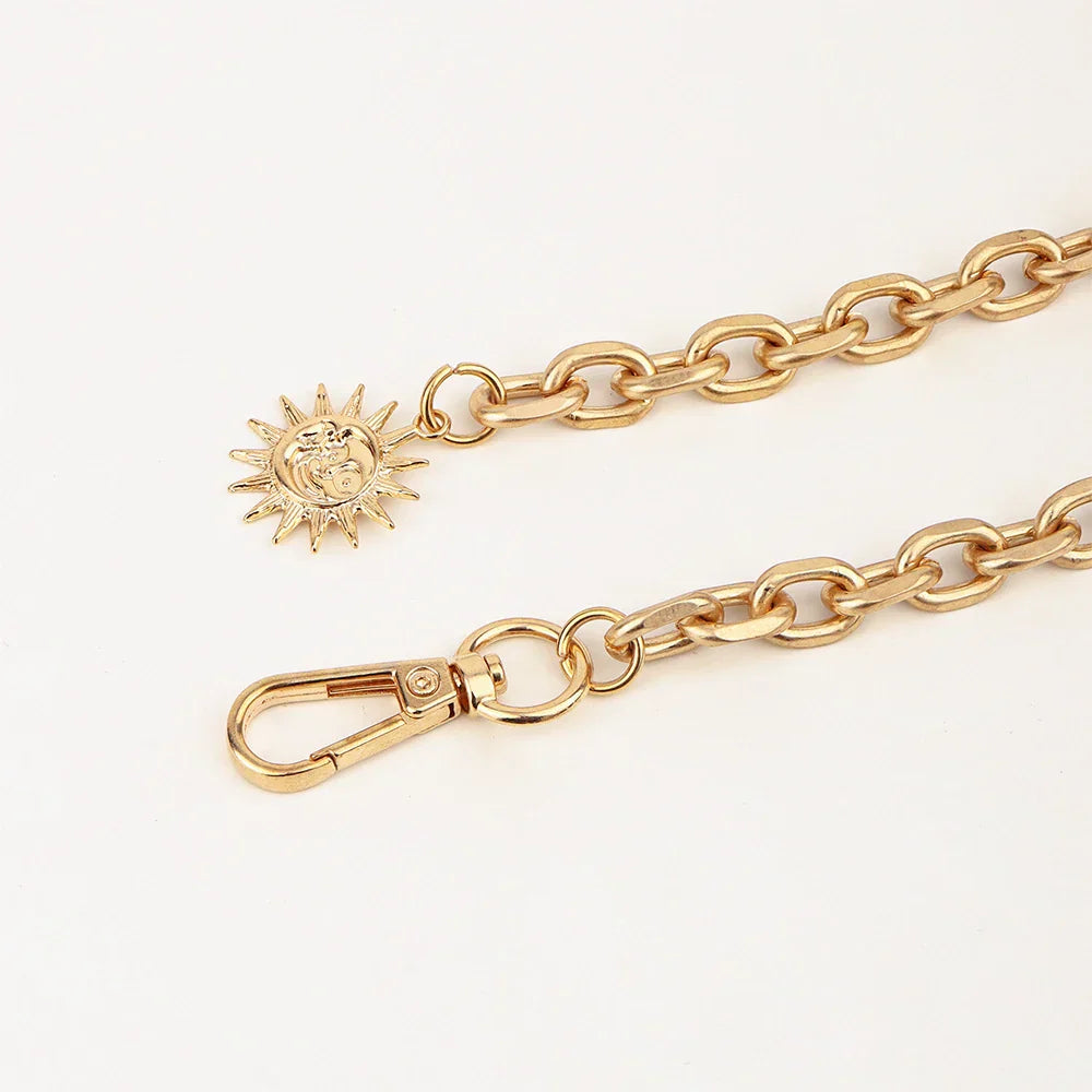 Sun Pendant Waist Chain old gold thin Waist