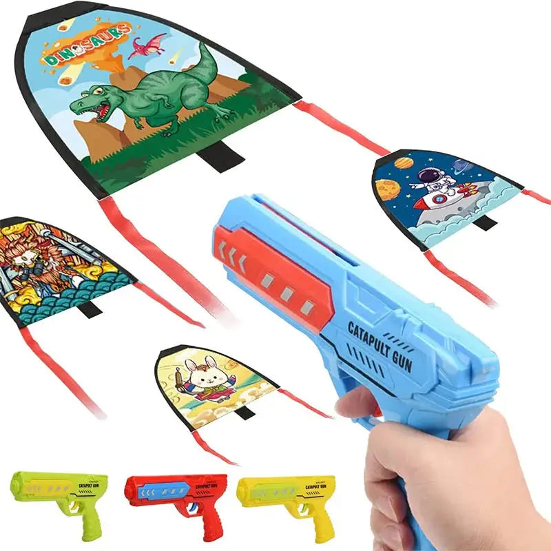 Kids Slingshot Kite Windless Flight Rubber Band Catapult