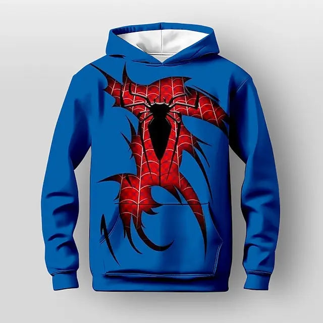 Boys Spider Hoodie Pullover Long Sleeve 3D Print