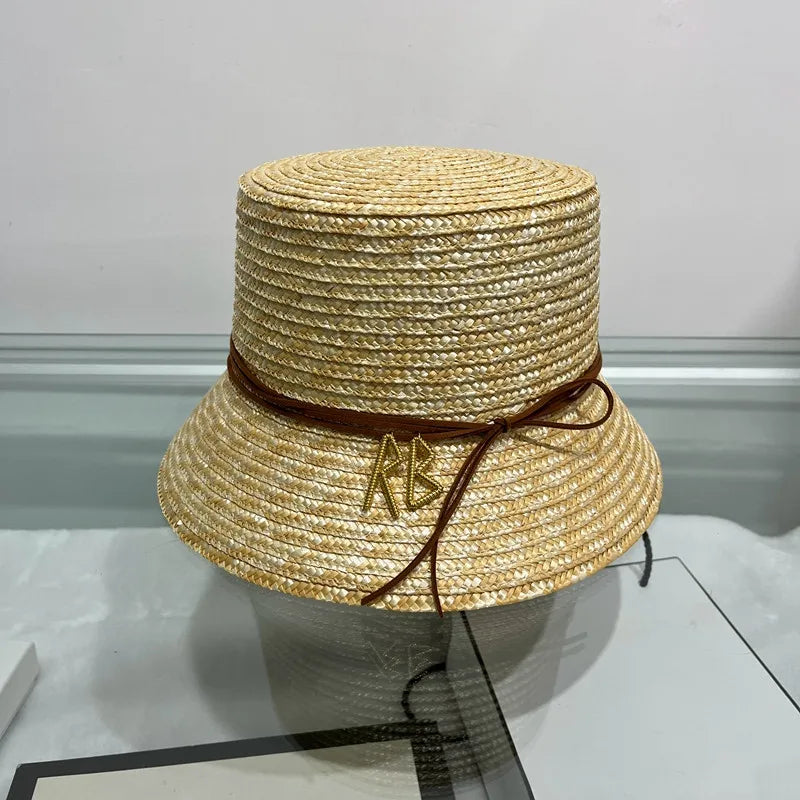 RB Straw bucket Hat for women Retro Elegant
