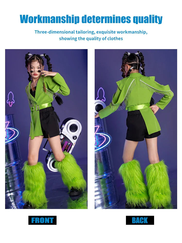 K-PoP Clothes Girls runway fashion fashion children model costume set high-end children jazz dance dress girls cool autumn