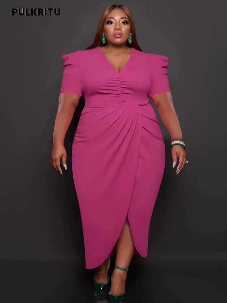 Pulkritu Plus Size Women Puff Short Sleeve Wrap