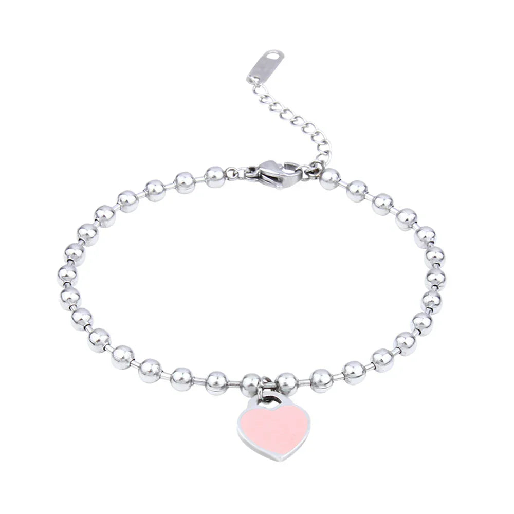 Heart Pendant Stainless Steel Bracelet Women Fashion 316L