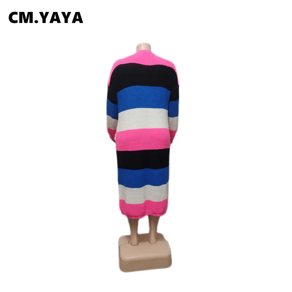 CMYAYA Plus size Women Knit Ribbed Patchwork Long